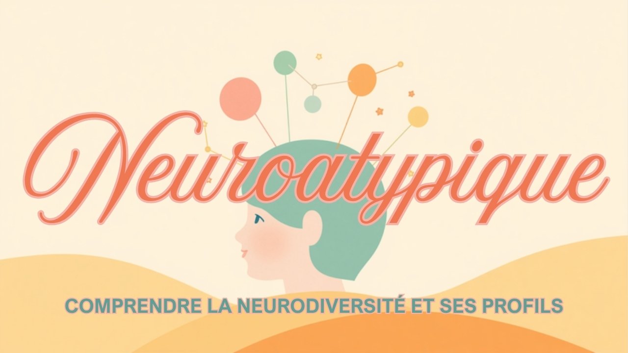 Illustration neuroatypique : tête d'enfant et constellation colorée représentant les profils de la neurodiversité (TDAH, autisme, DYS, HPI)
