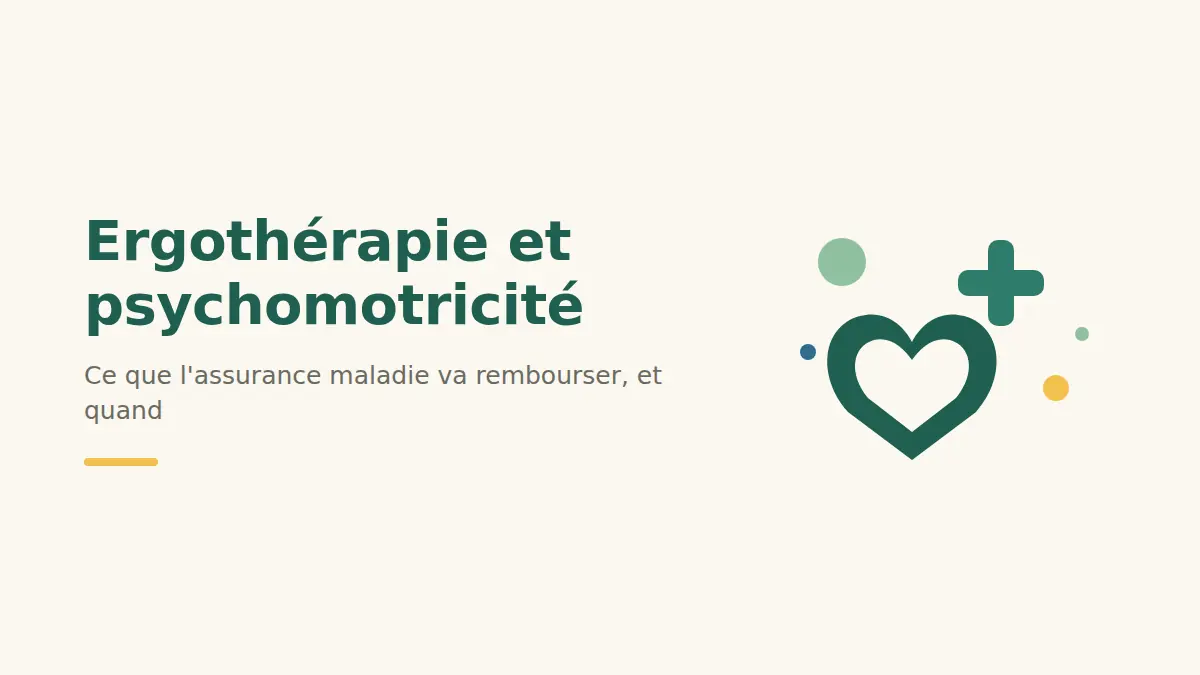 Remboursement de l'ergothérapie et de la psychomotricité : croix médicale et coeur illustrant la prise en charge des soins
